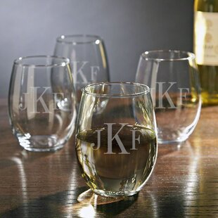 HOME WET BAR Personalized 21 oz. Stemless Wine Glass (Set of 4)