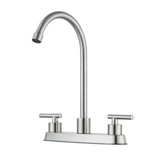 NABIYY Stainless Steel Brushed Nickel Kitchen Sink Faucet Waterfall 3 Holes 2 Handles Mixer Tap