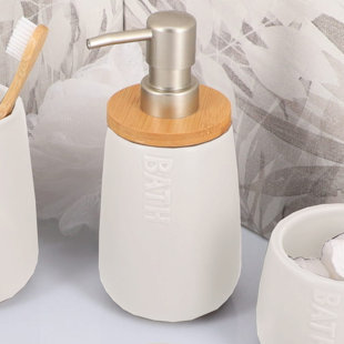 EVIDECO Bath D Dolomite Vanity Hand Soap Dispenser 15 fl oz -Bamboo Top
