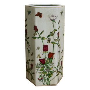 HOUSE ADDITIONS Hexagonal Roses and Butterflies Umbrella Stand