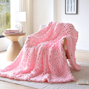 SHANGHAI DANGQIN TRADING CO., LTD Soft Chenille Yarn Chunky Knit Blanket Throw For Couch Home Decor