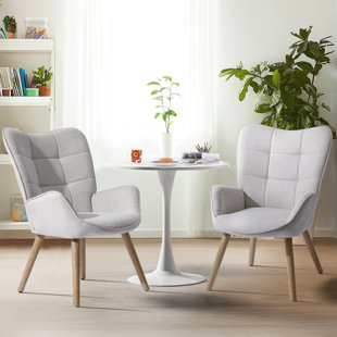 39F INC 3-Pieces Modern Reception Set with Wing Back Chairs Round Table for Lounge or Waiting Areas (Set of 3)