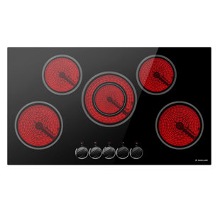 Gaslandchef 36" Black Electric 5 Burner Cooktop