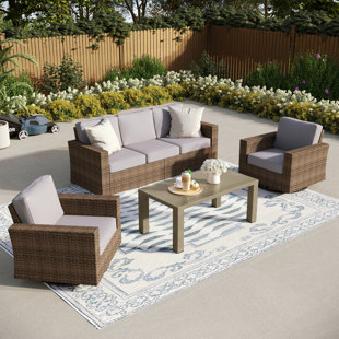 ALPHAMARTS Outdoor Wicker Patio Conversation Furniture Set