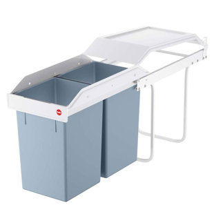 HAILO USA INC. Hailo Multi-Box Duo L Pull-Out Trash Can, 11.8" Cabinet, 2 Bins, 3.7 Gal, Blue