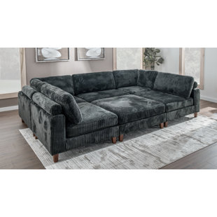 HOME BY SEAN & CATHERINE LOWE Chelsea Modular 120" Wide Corduroy Symmetrical Modular