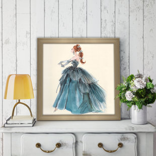 PICTURE PERFECT INTERNATIONAL Blue Evening Gown Barbie® Fashion Framed On Paper by Rob Snow Print