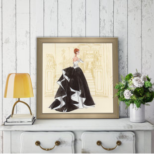 PICTURE PERFECT INTERNATIONAL Black And White Gown Barbie® Framed On Paper by Robert Best Print