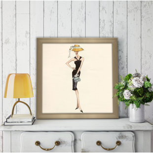 PICTURE PERFECT INTERNATIONAL Barbie®™ In Black Dress With Straw Hat Framed On Paper by Robert Best Print