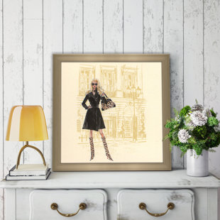 PICTURE PERFECT INTERNATIONAL Black Trench Coat Barbie® Framed On Paper by Robert Best Print