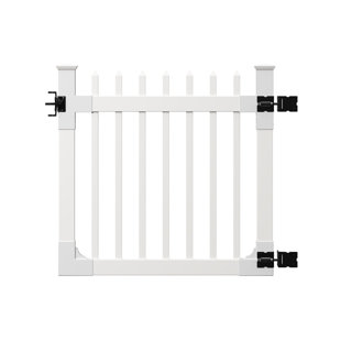 WAMBAM NO-DIG FENCE 4ft H x 4ft W (1 Gate) No Dig WamBam Nantucket Gate Kit, White Vinyl Picket Yard Fence Gate with Hardware Included for Nantucket Fence Kit, Durable Outdoor Gate for Yard or Garden, BL19102