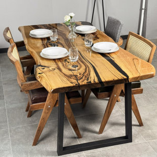 UPP ULTIMATE PREMIUM PRODUCTS Live Edge Dining Table, Solid Chestnut