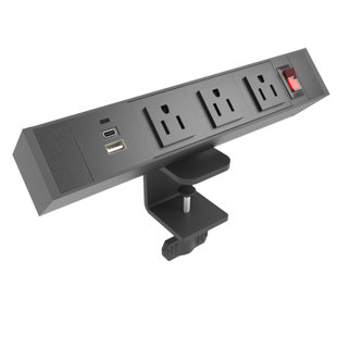 FOH FURNITURE Power Strip with Surge Protection and Desktop Clamp