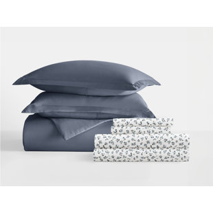 IENJOY HOME 8-Piece Bedding Bundle - Solid Duvet Cover, Comforter Insert, and Patterned Sheet Set