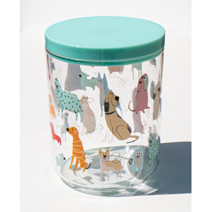 ABODE HOMEWARES Dog Whimsy, Treat Jar with lid, (Melamine, & Acrylic), 65oz