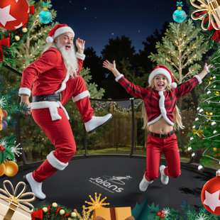 SUMIJ 8FT Tranpoline for Kids with Safety Enclosure Net Recreational Tranpoline with Basketball Hoop