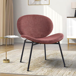 KNLNNY WARE Modern minimalist upholstered reception chair with metal legs and fabric, curved backrest for bedroom and living room, reception room