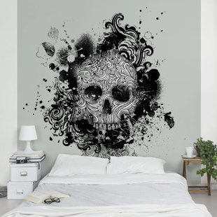 BRAYDEN STUDIO Locklin Skull 240cm L x 240cm W Roll Wallpaper