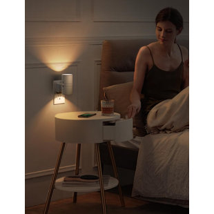 HUDSON & ASHTON LLC Modern Plug-In Wall-Mounted Dimmable Night Light With Light Sensor, 2-Pack, Soft White 3000K