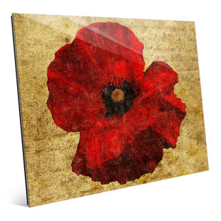 CLICK WALL ART Poppy Flower On Glass Graphic Art