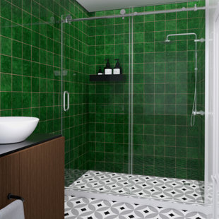 HERMITAGE BATH Susurrus 60 In. W X 76 In. H Sliding Semi-Frameless Shower Door With Clear Glass