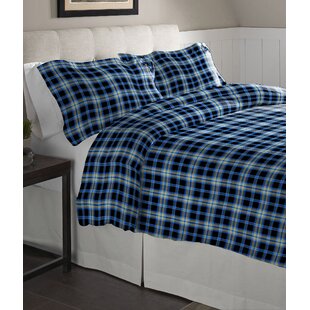 POINTEHAVEN Ashby 100% Cotton Flannel Plaid Sheet Set