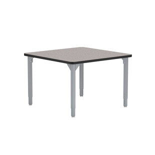NATIONAL PUBLIC SEATING Heavy-Duty Height Adjustable Activity Table, 36" Square, Particleboard Core/T-Mold, Grey Frame