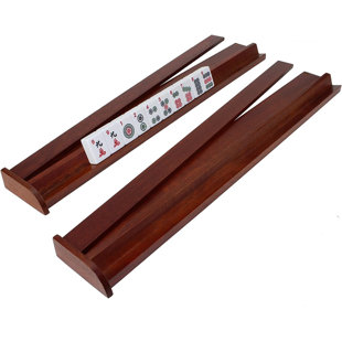 USA MJ TABLE American Mahjong Set in Wood Case 166 Tiles 4 Wooden Pushers & Racks