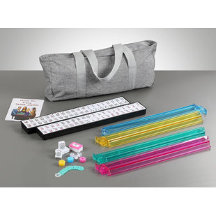 USA MJ TABLE American Mahjong Set Combo Gray Bag 166 Tiles 4 All in One Color Pushers Racks Combo Easy Carry