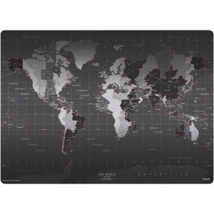 IMAGINE WORK SURFACE World Time Zones Extra Large Non-Slip Desk Pad