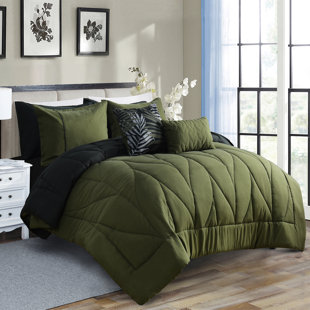 HOMECHOICE INTERNATIONAL GROUP 9 Pieces Brushed Microfiber Comforter Set In Green Color Bed in A Bag