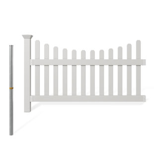 WAMBAM NO-DIG FENCE 3.5ft H x 6ft W (1 Panel + 1 Post) No Dig WamBam All American Fence Kit, White Vinyl Picket Fence, Easy Install Outdoor Fence for Backyard or Patio, DIY Decorative Fencing, ZP19041