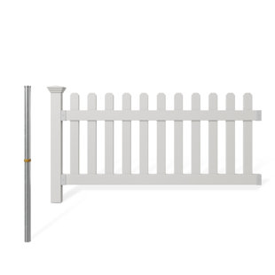 WAMBAM NO-DIG FENCE 3ft H x 6ft W (1 Panel + 1 Post) No Dig WamBam Newport Fence Kit, White Vinyl Picket Fence, Easy Install Outdoor Fence for Backyard or Patio, DIY Decorative Fencing, ZP19002