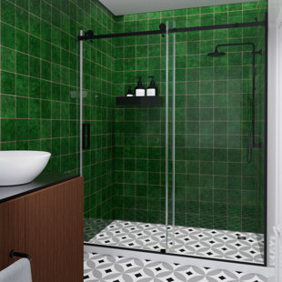 HERMITAGE BATH Susurrus 60 In. W X 76 In. H Sliding Semi-Frameless Shower Door With Clear Glass