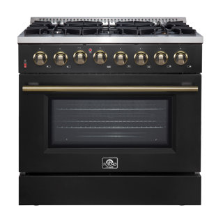Forno Galiano 36" French Door Dual Fuel Range in white, black, blue or red, 83,000 BTU, 5.36 cu.ft. Oven