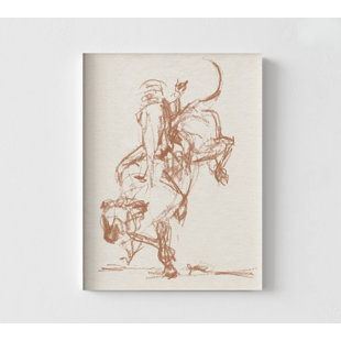 WEFRAMEART Rodeo Gestures In Sepia II By Jennifer Paxton Parker, Rodeo Bull Sketch Wall Art, Western Cowboy Birthday Gift Idea, Farm Animal Poster