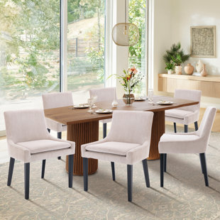 HOKKU DESIGNS Corduroy Upholstered Solid Wood Dining Chair Side Chair (Set of 6)