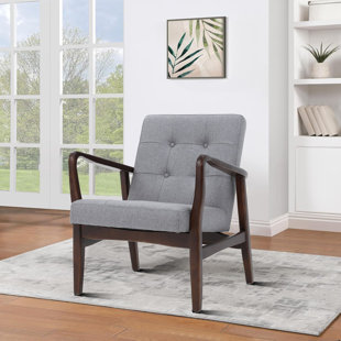 KNLNNY WARE Modern style tufted upholstered reception chair with wooden arms and legs for bedroom and living room, study, reading room, reception room