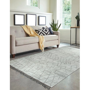 EORC Beige Hand-Knotted Wool Contemporary Marrakech Handspun Area Rug | Stylish and Durable Rug for Living Room, Bedroom, Office, or Home Decor | Timeless Elegance for Modern Interiors