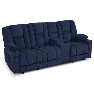 NEWACME LLC Power Reclining Sofa with Heat and Massage, USB Ports, Cup Holders, 3-Seat Dual Recliner Sofa
