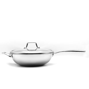 KUCHT Culinary Professional 3-Ply Stainless Steel Wok with Lid (Set of 2)