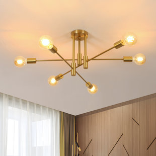 CORRIGAN STUDIO Industrial 6-Light Retro Chandelier Lamps Ceiling Light For Bedroom Living Room Lamp