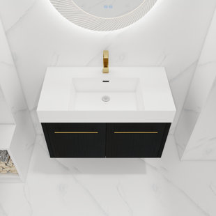 AIYCHEN 24 Inch Wall-Mounted Bathroom Vanity with Sink, Thick Edged Resin Basin