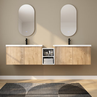 AIYCHEN 72 Inch Soft Close Doors Bathroom Vanity With Sink, A Small Storage Shelves, 30" and 12" Combination Cabinet