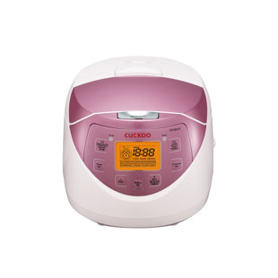 CUCKOO ELECTRONICS CUCKOO CR-0631F 6-Cup (Uncooked) / 12-Cup (Cooked) Micom Rice Maker with Nonstick Inner Pot, 7 Menu Modes, LCD Display, Fuzzy Logic Tech, Auto Clean (White/Pink) Electric Rice Cooker