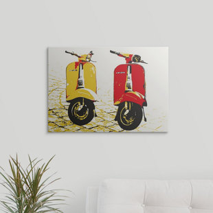 EBERN DESIGNS Francy Vespa Scooters On Cobble Street by Michael Tompsett Print