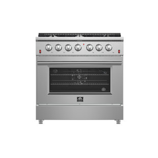 FORNO Galiano 36-inch Gas Range Stainless Steel, 6 Burners, 83,000 BTU, 5.36 cu.ft. Convection Oven