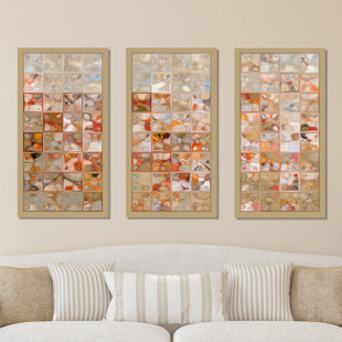 PICTURE PERFECT INTERNATIONAL "Orange and Beige Max" by Mark Lawrence 3 Piece Framed Graphic Art Set