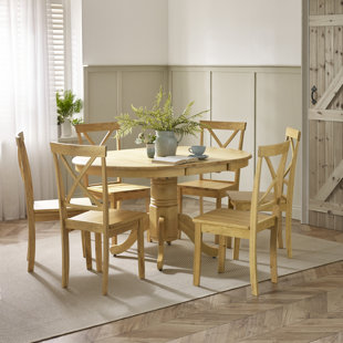 FURNITURE BOX Prestow Round Extending Dining Table & Shannondale Chairs - Rustic Farmhouse Kitchen