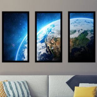 PICTURE PERFECT INTERNATIONAL Earth in Space - 3 Piece Picture Frame Photograph Print Set on Acrylic
